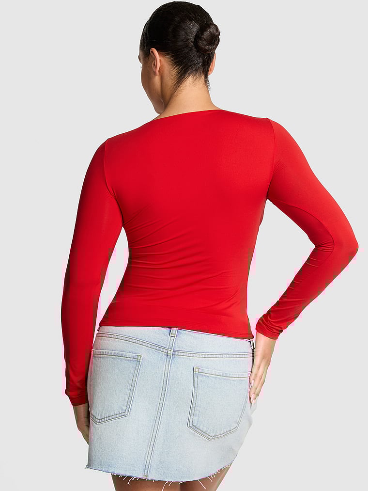 Base Stretch Ruched Long-Sleeve Tee