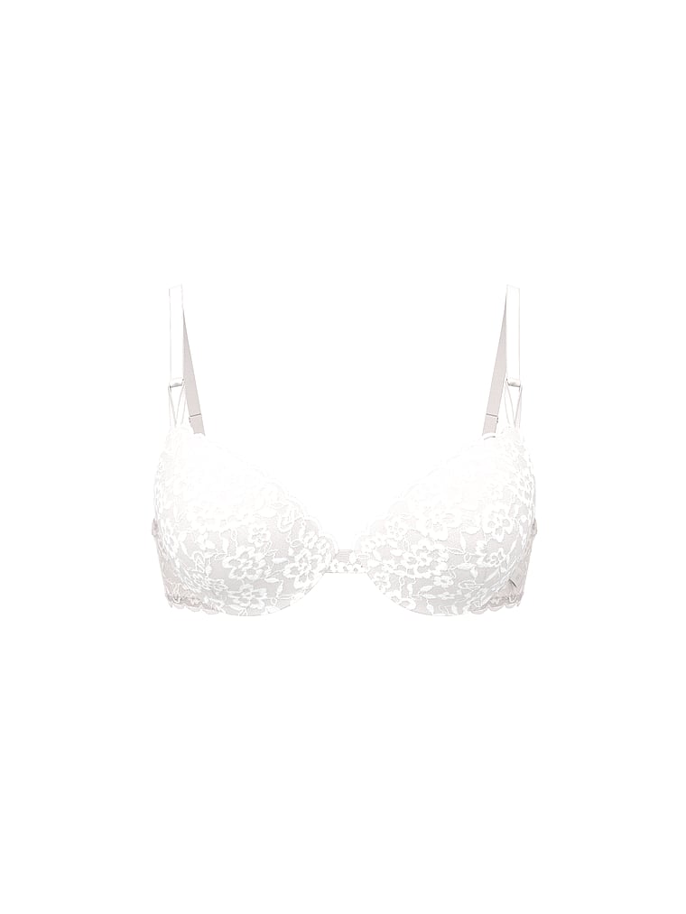Victoria's Secret, Victoria's Secret Sexy Tee Sophia Lace Push-Up Bra, Coconut White, offModelFront, 3 of 3