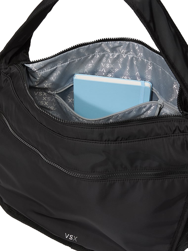 Victoria's Secret, Victoria's Secret VSX Large Sling Shoulder Bag, Black Nylon, offModelBack, 4 of 4