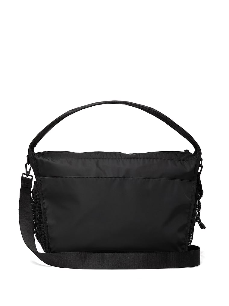 Victoria's Secret, Victoria's Secret VSX Large Sling Shoulder Bag, Black Nylon, onModelBack, 3 of 4