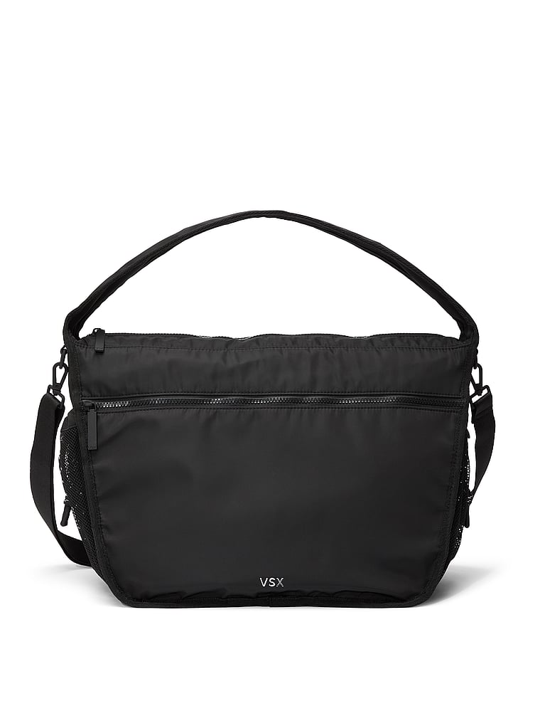 Victoria's Secret, Victoria's Secret VSX Large Sling Shoulder Bag, Black Nylon, onModelFront, 2 of 4