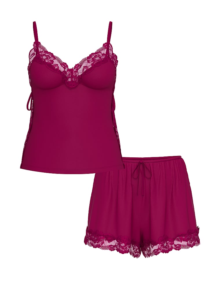 Ribbed Modal & Lace Cami Shorts Set
