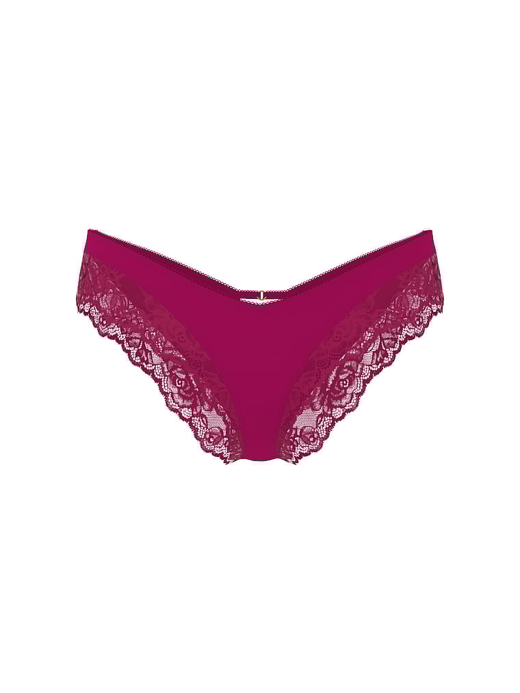 Rose Lace-Trim High-Leg Cheeky Panty