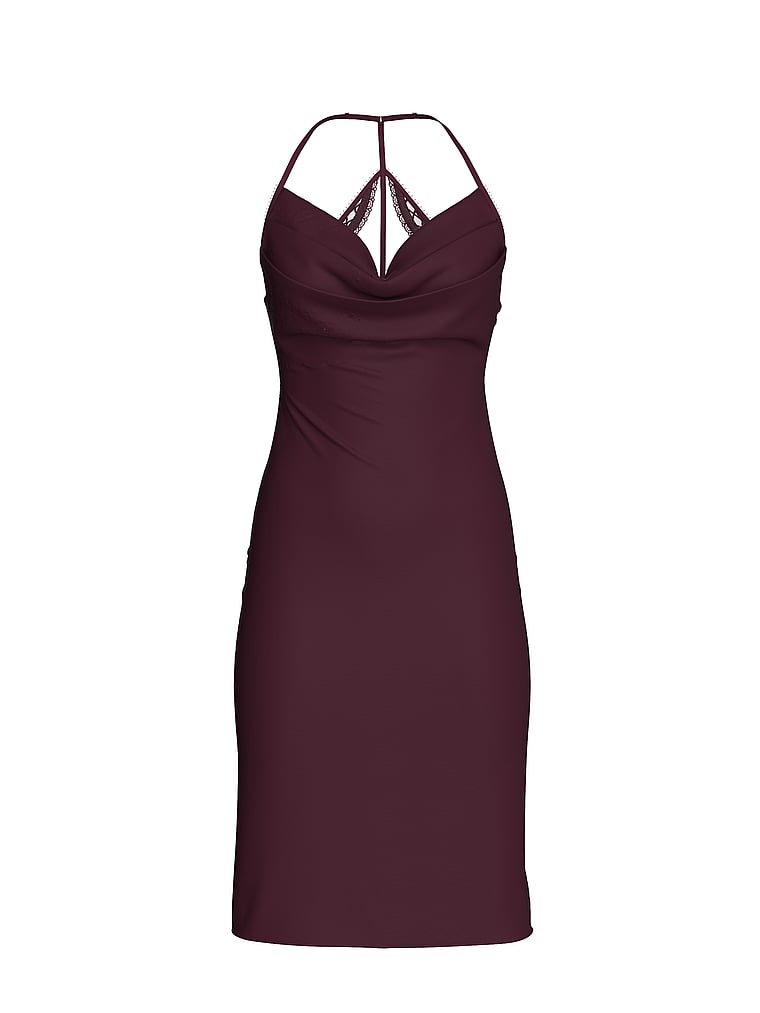 Victoria's Secret, Very Sexy Chiffon Draped Slip Dress, Winter Wine, offModelFront, 4 of 5