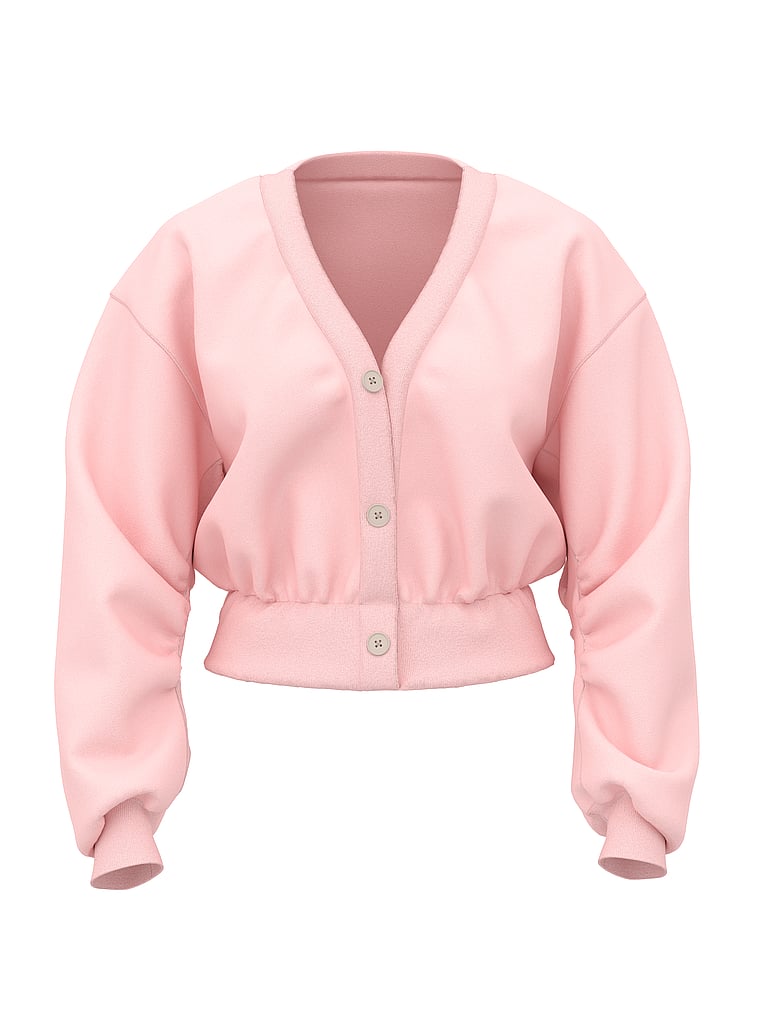 PINK Ivy Fleece Cropped Cardigan, Doll house, offModelFront, 3 of 3