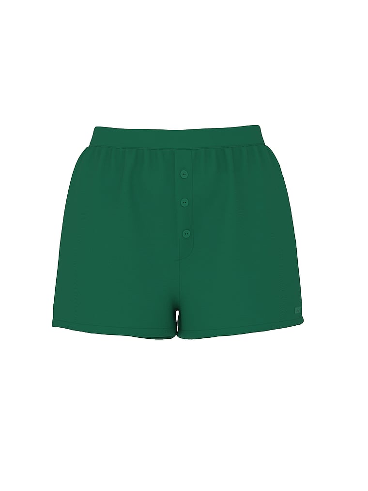 PINK Pointelle Boxer Shorts, Green, offModelFront, 2 of 4