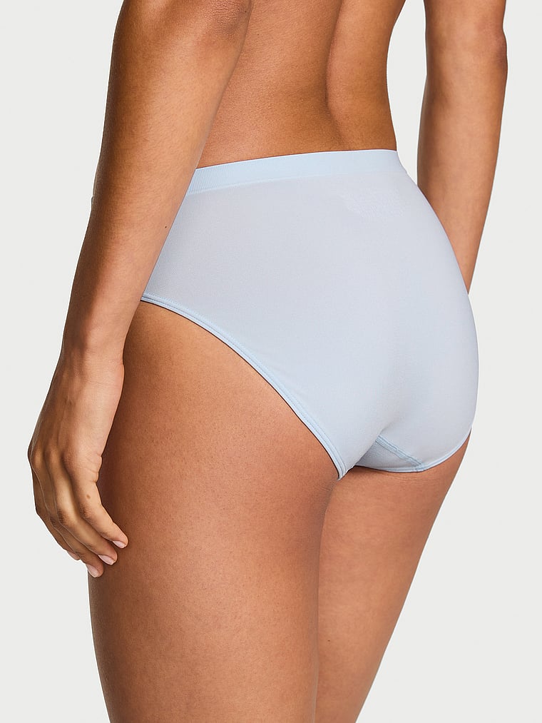 Victoria's Secret, Seamless Seamless High-Leg Brief Panty, Palest Blue, onModelBack, 2 of 3 Nikita  is 5'10" or 178cm and wears Small