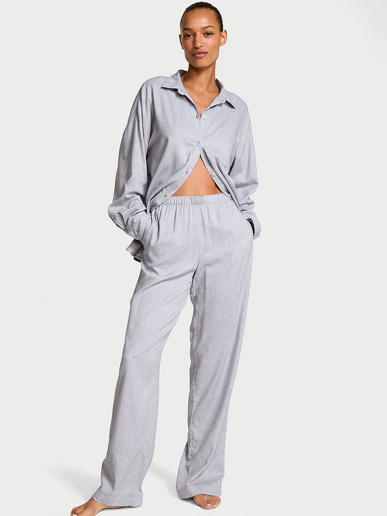 Victoria's Secret, Victoria's Secret Modal-Cotton Long Pajama Set, onModelFront, 1 of 3
