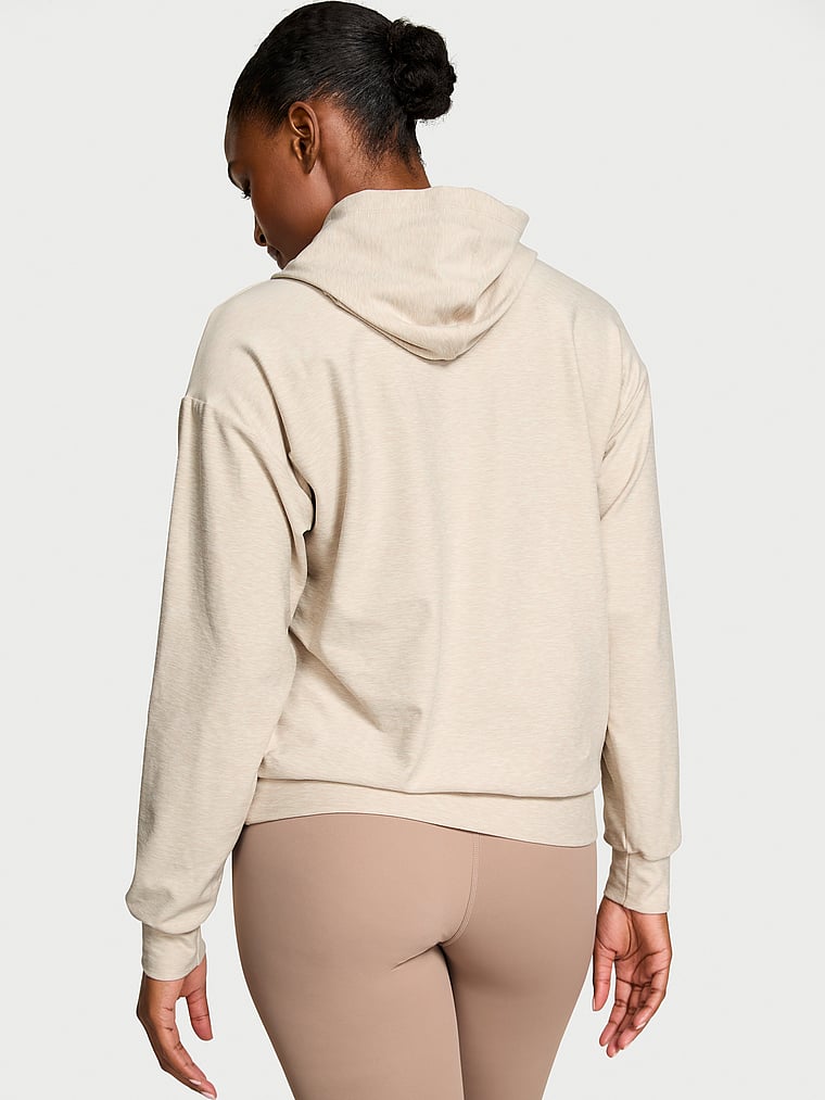 Victoria's Secret, VSX VSX LUXMarl™ Hoodie, Heather Soft Beige, onModelBack, 2 of 4 Tsheca  is 5'9" and wears Small