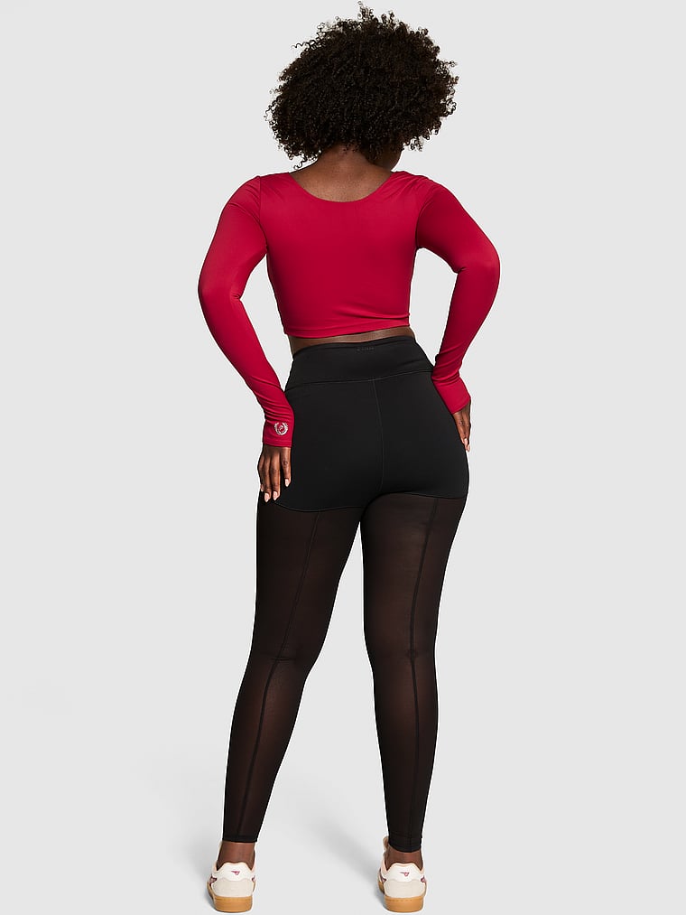 PINK Relay Mesh Panel Leggings, Pure Black, onModelBack, 2 of 3 Fanta is 5'11" or 180cm and wears Medium
