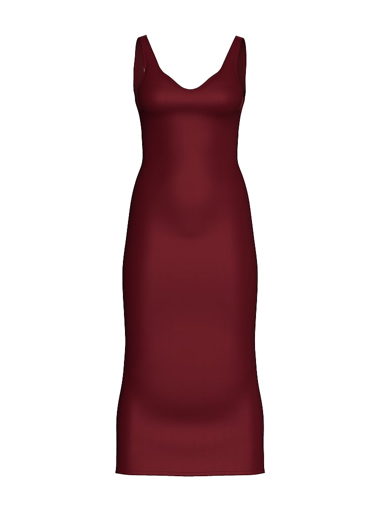 Victoria's Secret, Victoria's Secret SoSleek™ Maxi Slip Dress, Sangria Red, offModelFront, 4 of 5