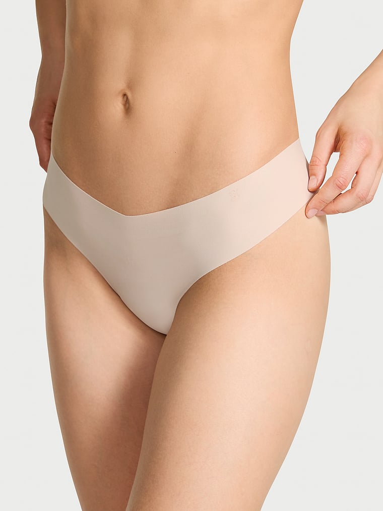Victoria's Secret, No-Show No-Show Thong Panty, Marzipan, onModelFront, 1 of 3 Lotta is 5'10" and wears Small