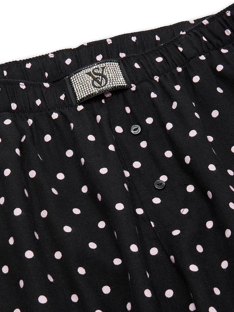 Victoria's Secret, Victoria's Secret Flannel Short-Sleeve Long Tee-Jama Set, Black Aspirin Dot, onModelBack, 3 of 4