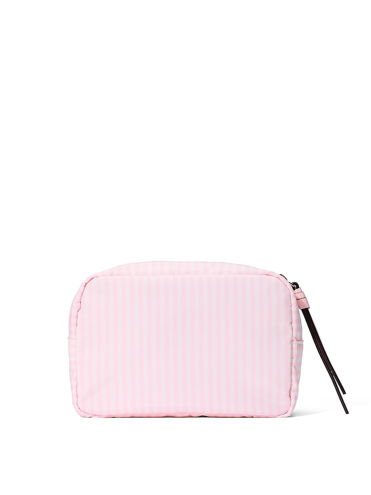 Victoria's Secret, Victoria's Secret Shine Logo Travel Makeup Bag, Heritage Stripe Diamante, onModelBack, 2 of 3