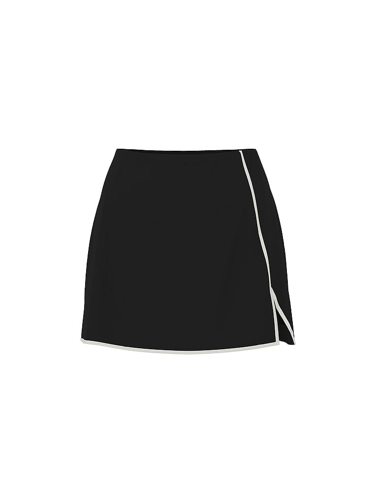Victoria's Secret, VSX VSX Elevate™ Tipped & Accented Mini Skirt, Black & Plaster, offModelFront, 4 of 4