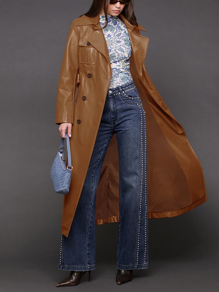 Victoria's Secret, Avec Les Filles Belted Utility Trench Coat, Camel, onModelFront, 1 of 4