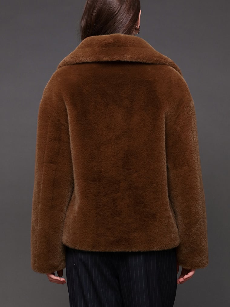 Victoria's Secret, Avec Les Filles Cropped Teddy Coat, Chaga, onModelBack, 2 of 4