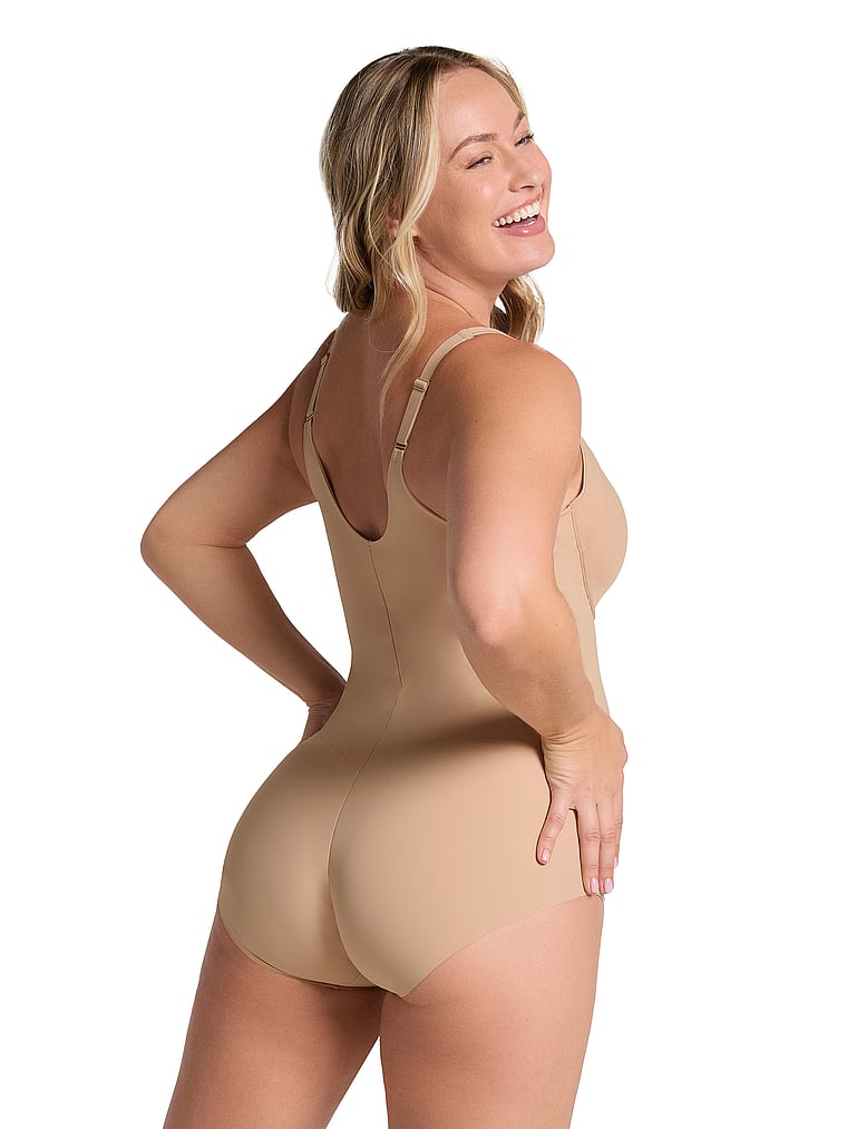 Victoria's Secret, Leonisa Shapewear Scoop Back Wireless Sculpting Bodysuit, Beige, onModelBack, 2 of 6