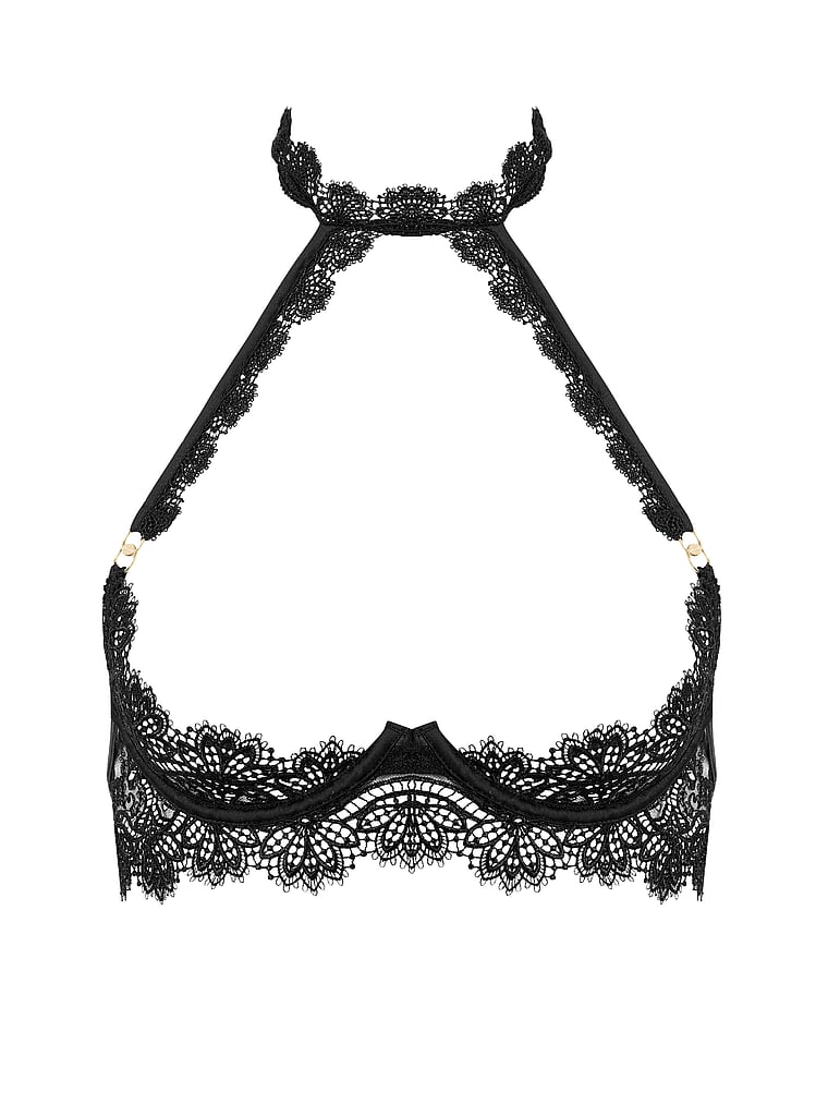 Victoria's Secret, BLUEBELLA Arella Open Wired Bra, Black, offModelFront, 3 of 4