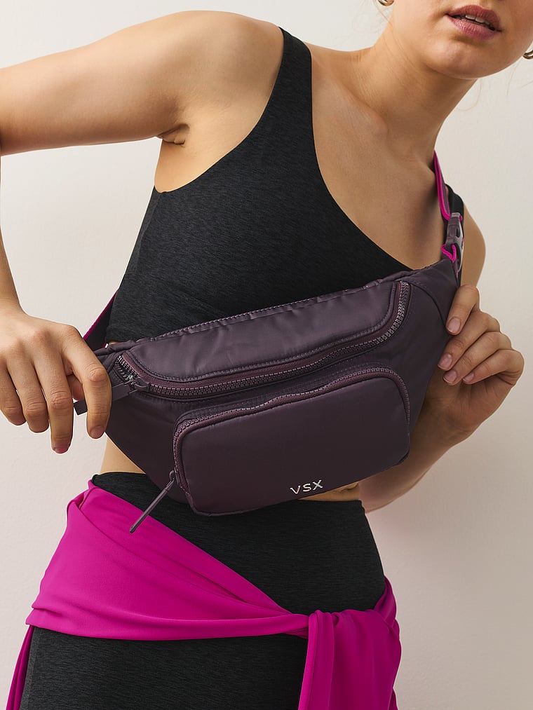 Victoria's Secret, Victoria's Secret VSX Belt Bag, Winter Wine, onModelSide, 1 of 4