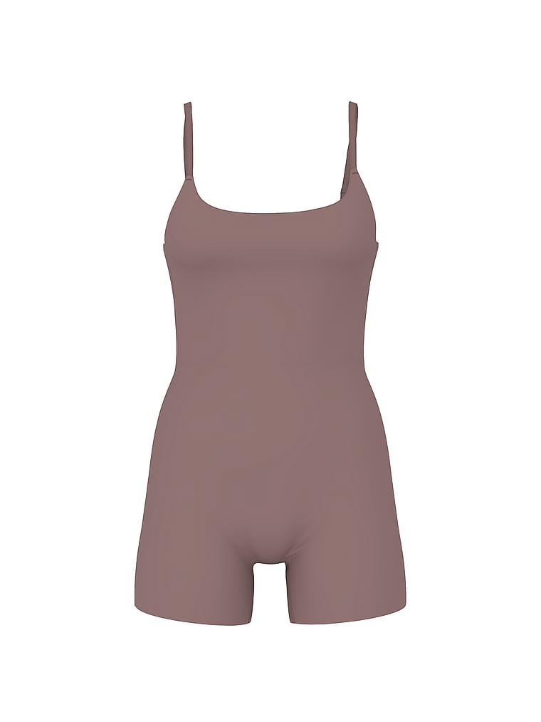 Victoria's Secret, Victoria's Secret Luxe Contour Short Onesie, Cloudy Grey, offModelFront, 3 of 4