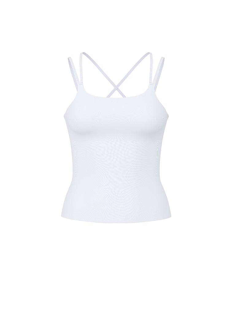 Victoria's Secret, VSX VSX Elevate™ Strappy Tank Top, Vs White, offModelFront, 3 of 3