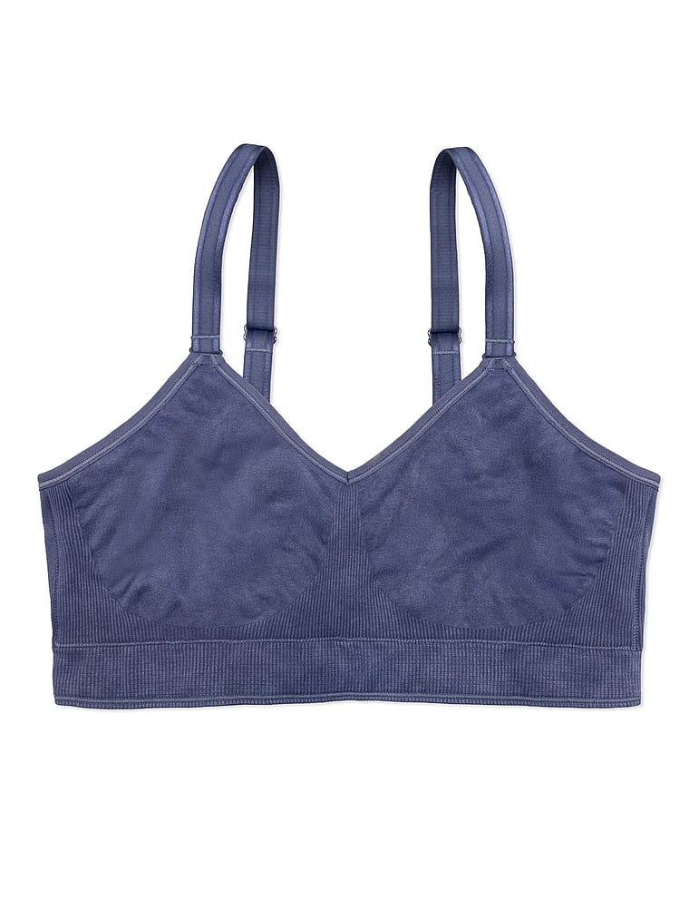 Victoria's Secret, Curvy Couture Smooth Seamless Comfort Wireless Bra, Crown Blue Acid Wash, offModelFront, 4 of 4