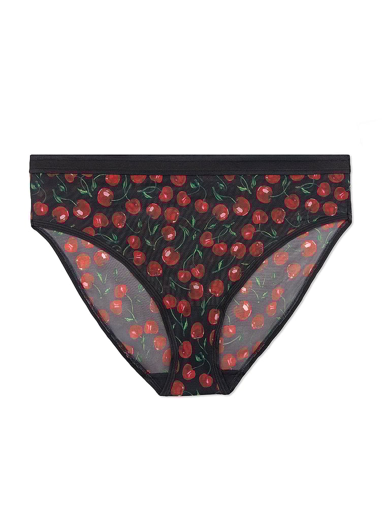 Victoria's Secret, Curvy Couture Sheer Mesh High Leg Brief Panty, Cherry Pop, offModelFront, 3 of 3