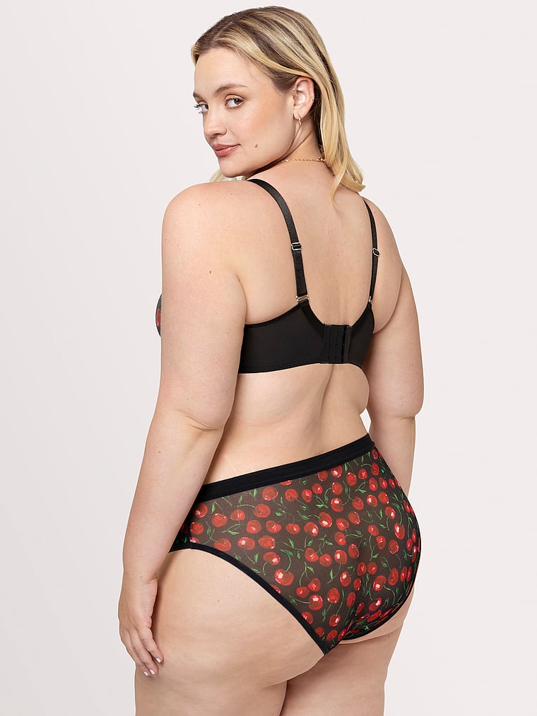 Victoria's Secret, Curvy Couture Sheer Mesh High Leg Brief Panty, Cherry Pop, onModelBack, 2 of 3