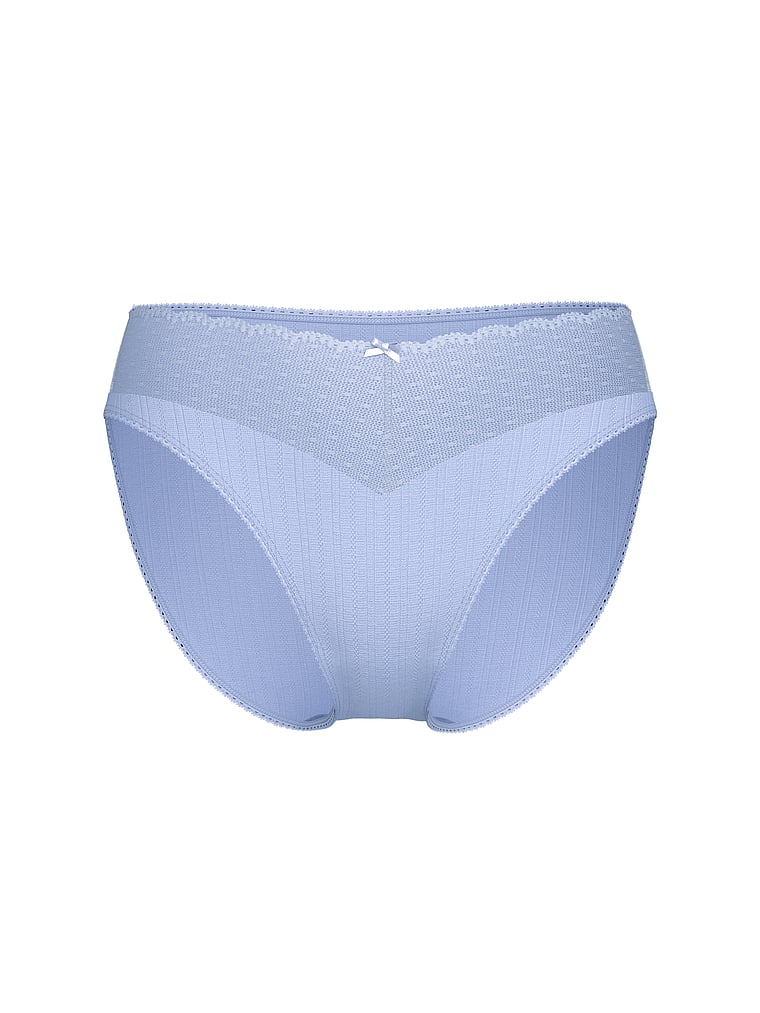 Victoria's Secret, Victoria's Secret Stretch Pointelle High-Leg Brief Panty, Light Lavender, offModelFront, 3 of 3
