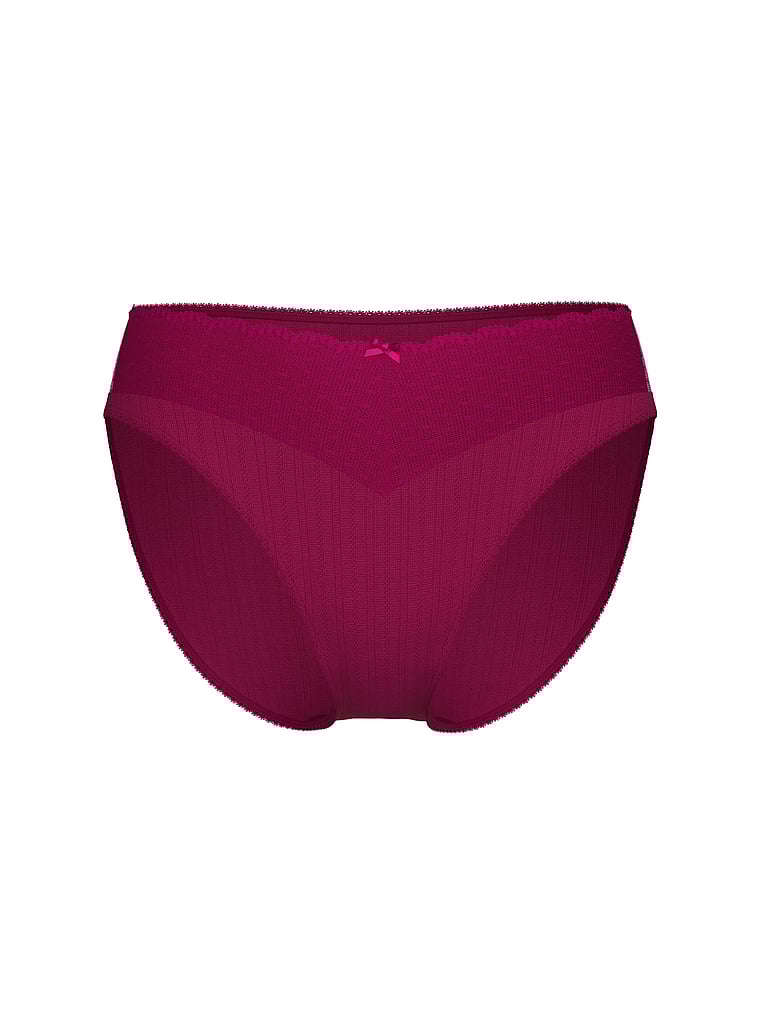 Victoria's Secret, Victoria's Secret Stretch Pointelle High-Leg Brief Panty, Fresh Jam, offModelFront, 3 of 4