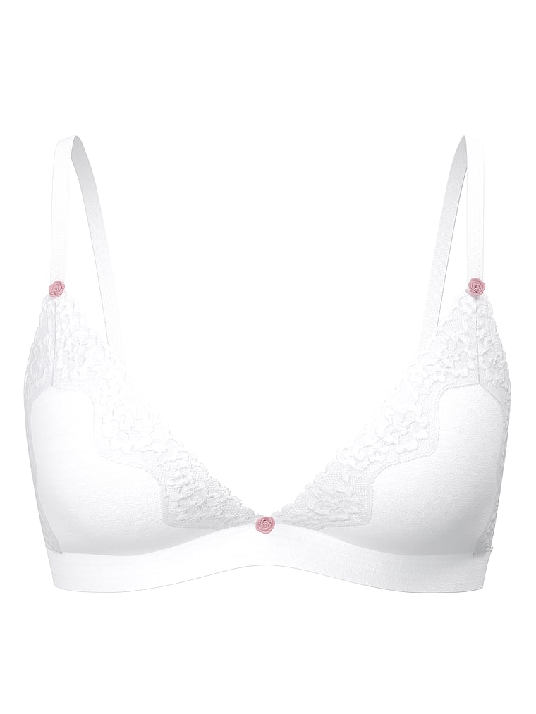 Victoria's Secret, The T-shirt Cotton Shadow Stripe Unlined Triangle Bralette, offModelFront, 3 of 3