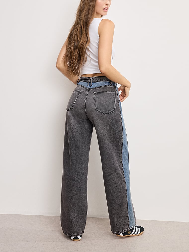 Victoria's Secret, Good American Good Standard Baggy Jeans, Blue, onModelBack, 2 of 4