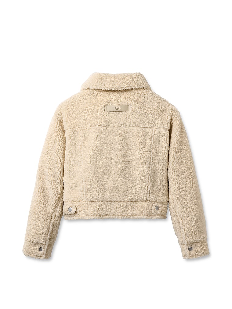 UGG® Frankie Short Trucker Jacket, Natural Ii, offModelBack, 4 of 4