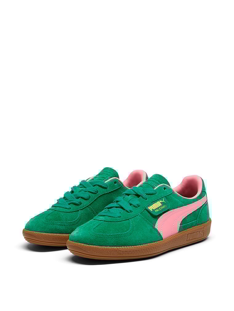 Puma Palermo Leather Sneakers, Archive Green-Pinkscape, onModelSide, 3 of 5