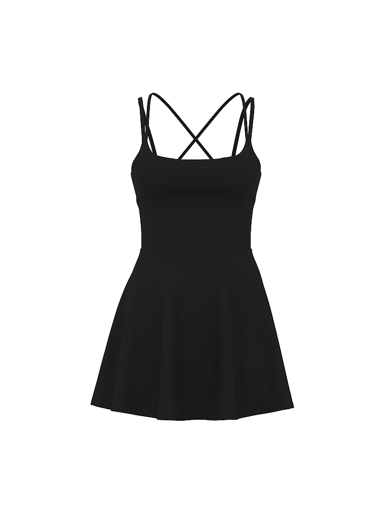 Victoria's Secret, VSX VSX Elevate™ Flare Mini Dress, Black, offModelFront, 4 of 4