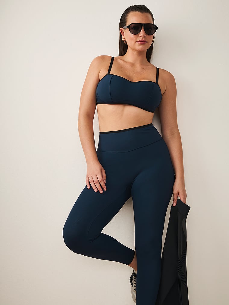 Victoria's Secret, VSX VSX Elevate™ Tipped & Accented Balconette Sports Bra, Impact Blue, onModelSide, 3 of 6