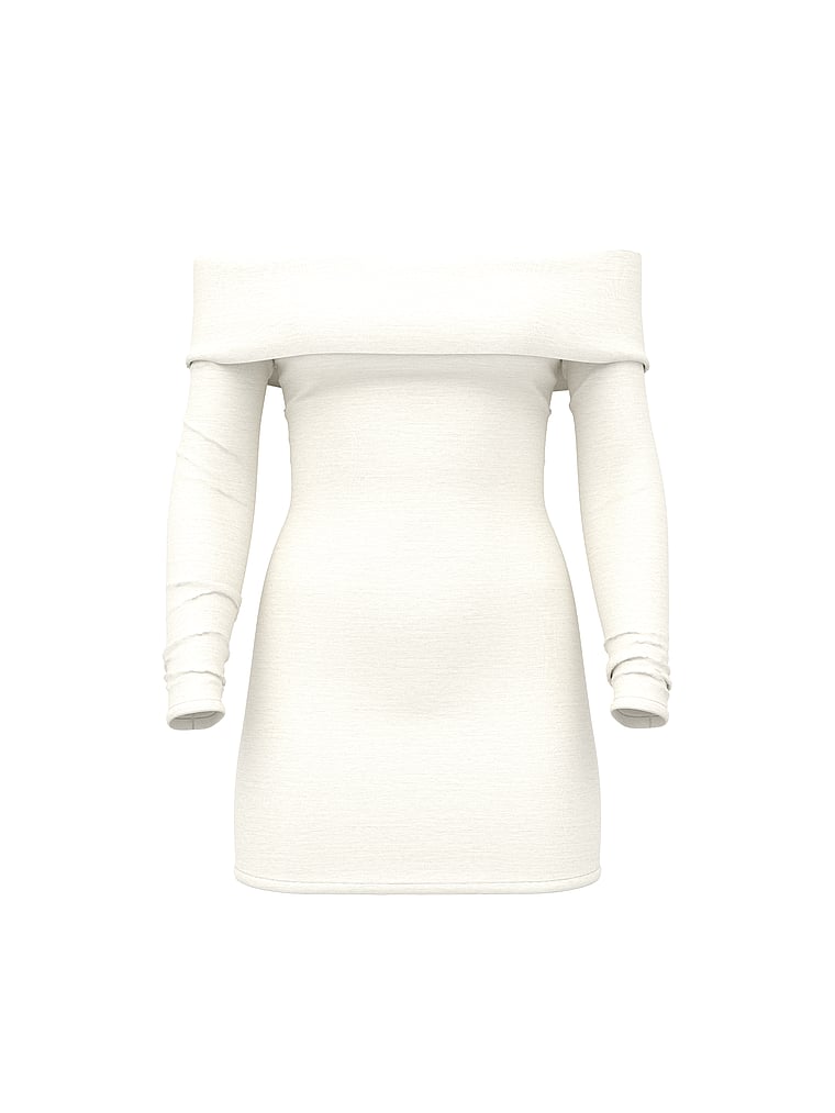 PINK All-Day Soft Rib Off-The-Shoulder Mini Dress, offModelFront, 3 of 4