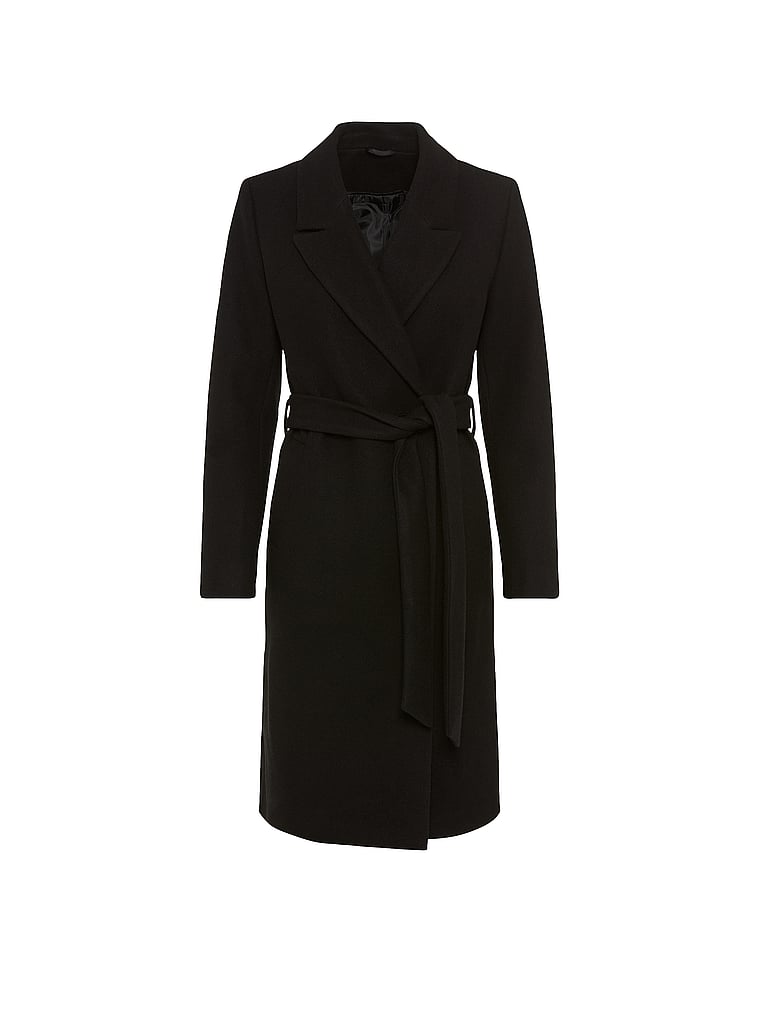 Victoria's Secret, Lascana Lapel Collar Coat, Black, offModelFront, 3 of 3
