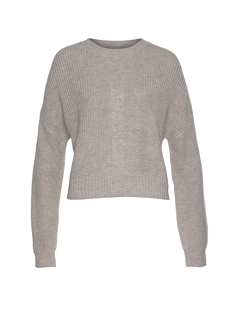 Victoria's Secret, Lascana Cable Knit Sweater, Sand Melange, offModelFront, 3 of 3