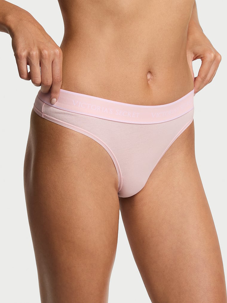 Logo Cotton Thong Panty