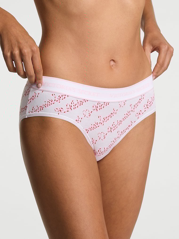 Victoria's Secret, Cotton Logo Cotton Hiphugger Panty, Vs White Script, onModelFront, 1 of 3 Maia is 5'9" or 175cm and wears Small