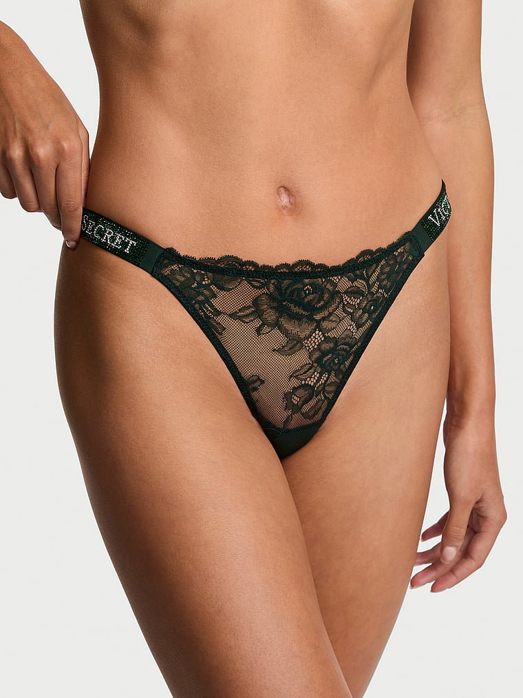 Victoria's Secret, Very Sexy Ombré Stripe Shine Strap Thong Panty, Cilantro, onModelFront, 1 of 3 Maia is 5'9" and wears Small