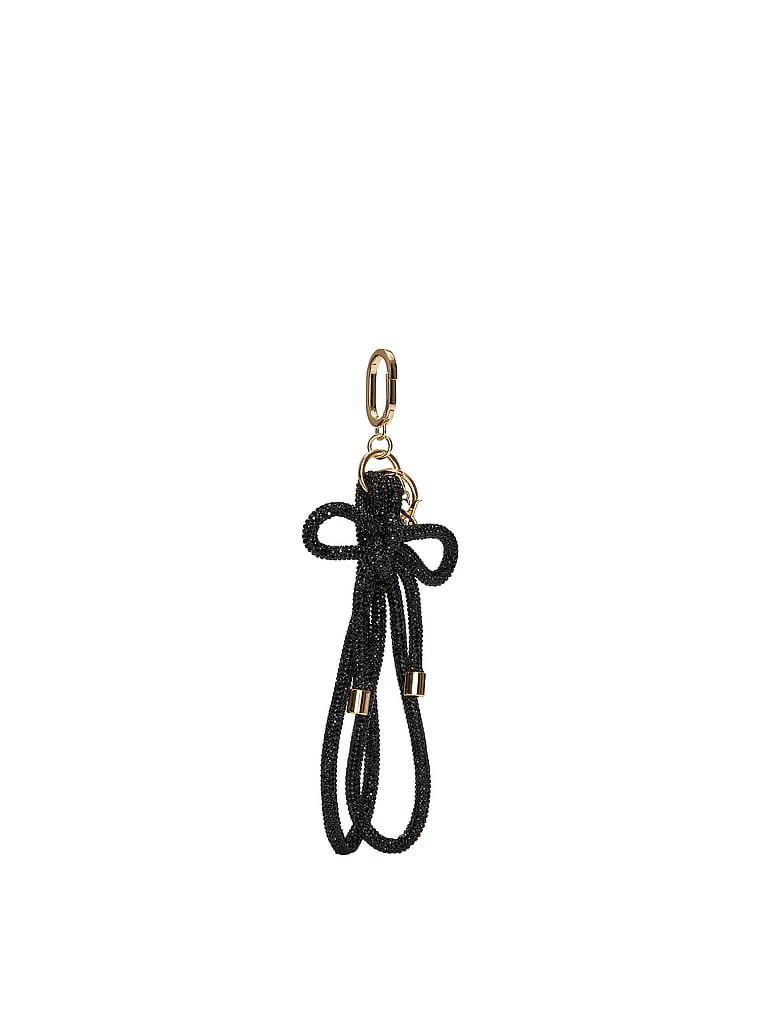 Victoria's Secret, Victoria's Secret Knotted Shine Wristlet Strap Keychain, Black, onModelFront, 1 of 4