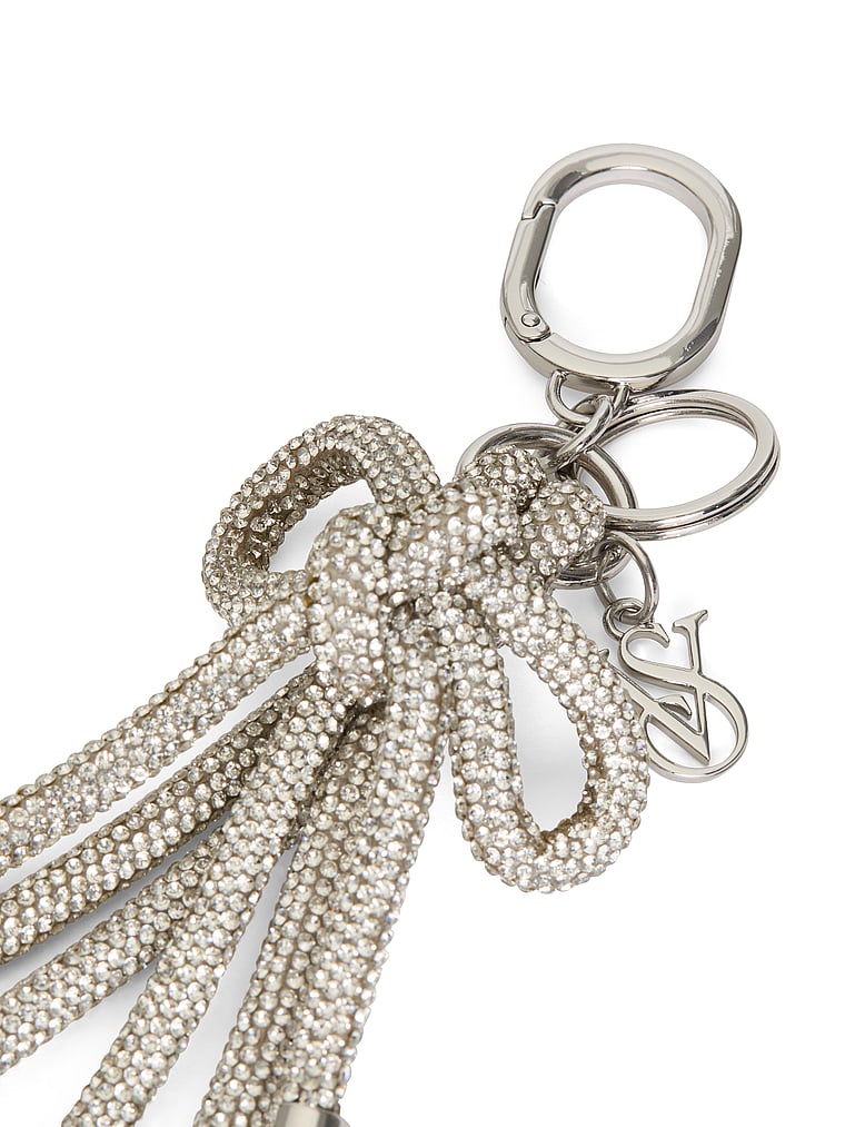Victoria's Secret, Victoria's Secret Knotted Shine Wristlet Strap Keychain, Silver, detail, 4 of 4