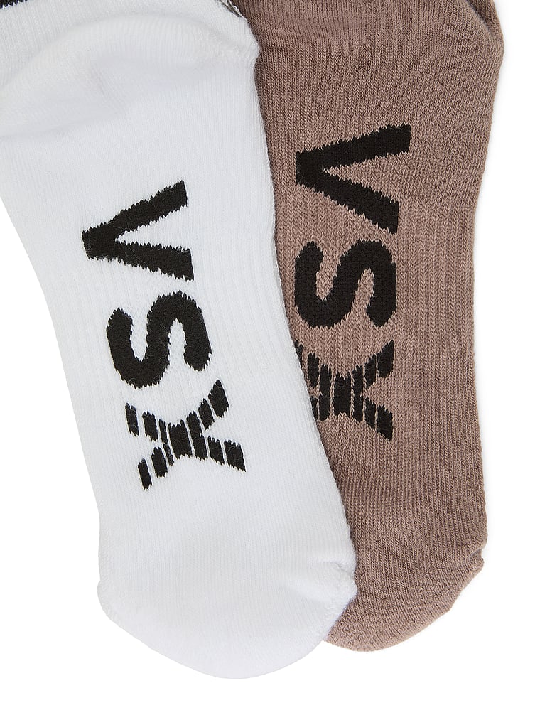 Victoria's Secret, Victoria's Secret VSX 2-Pack Ankle Socks, VS White and Candlelight Rose, offModelBack, 2 of 2