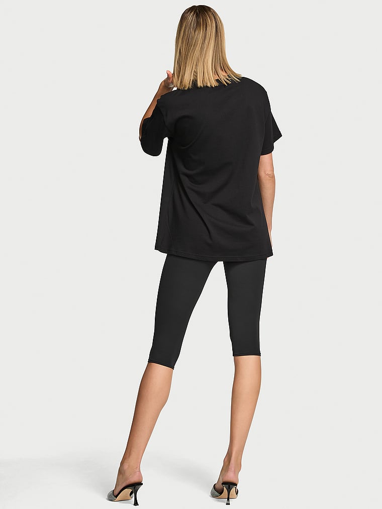 Victoria's Secret, Angel Essentials Cotton Oversized Tee, Pure Black, onModelBack, 1 of 4 Aga is 5'10" or 178cm and wears Small