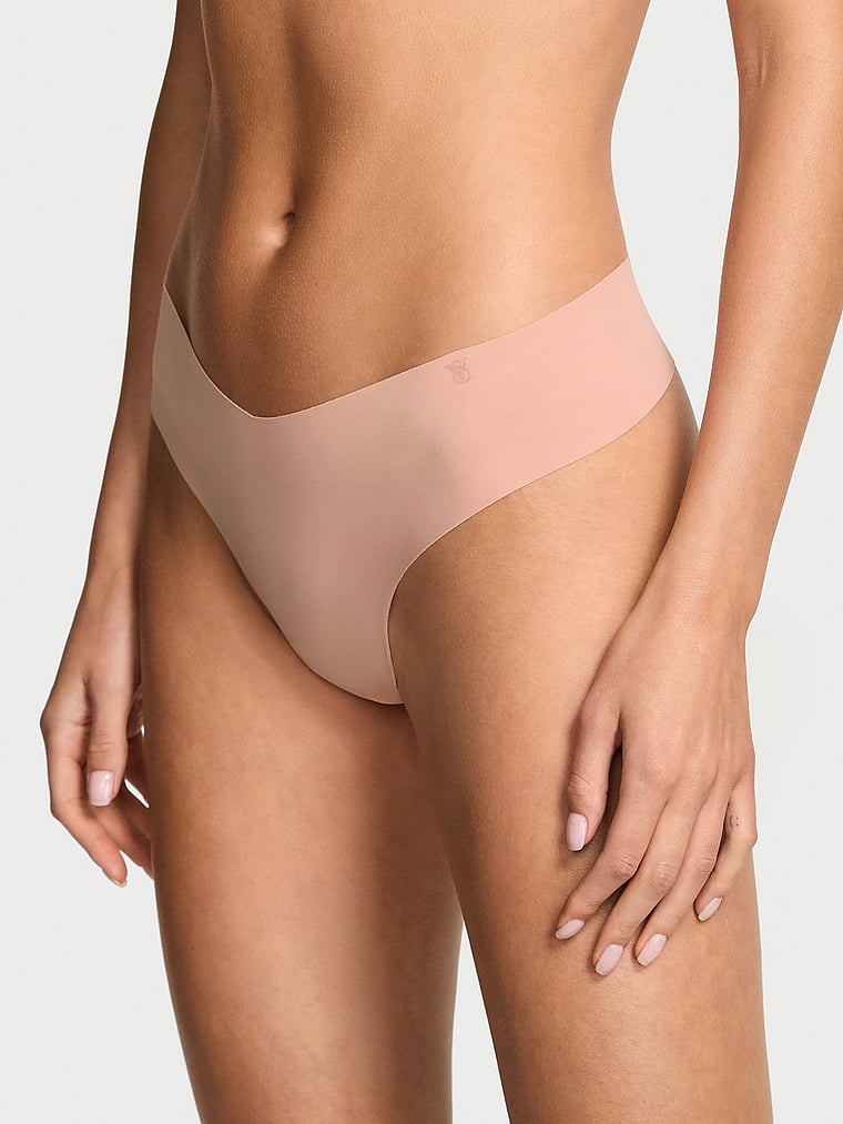 Victoria's Secret, No-Show No-Show Stripe Mesh Thong Panty, Macaron, onModelFront, 1 of 3 Aga is 5'10" and wears Small