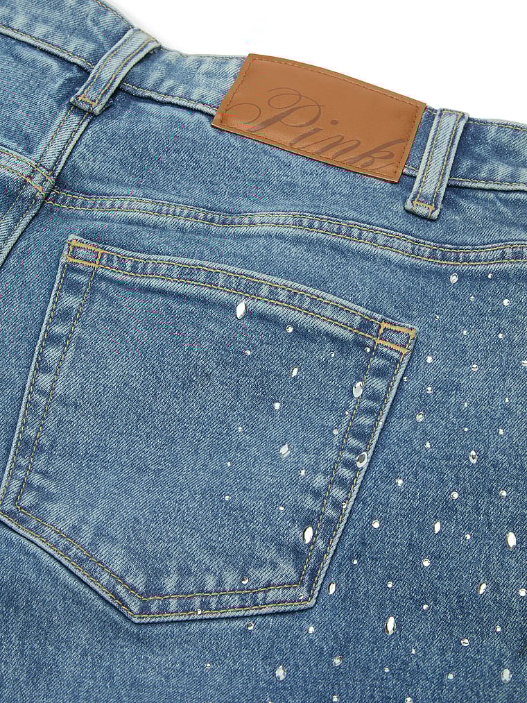 Denim by PINK Mid-Rise Baggy Wide-Leg Jeans