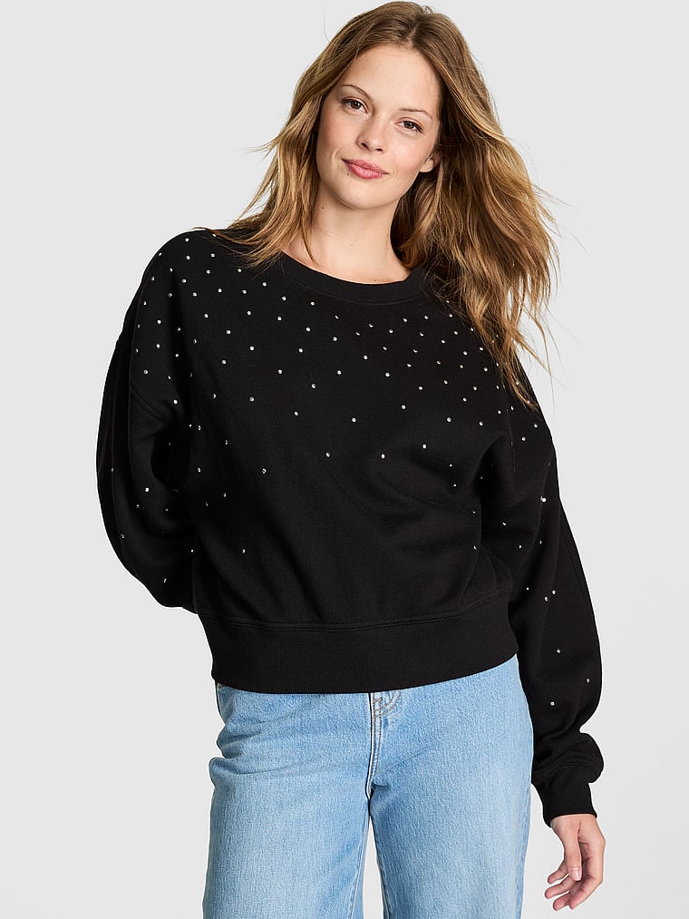 Ivy Fleece Studded Crew Sweatshirt